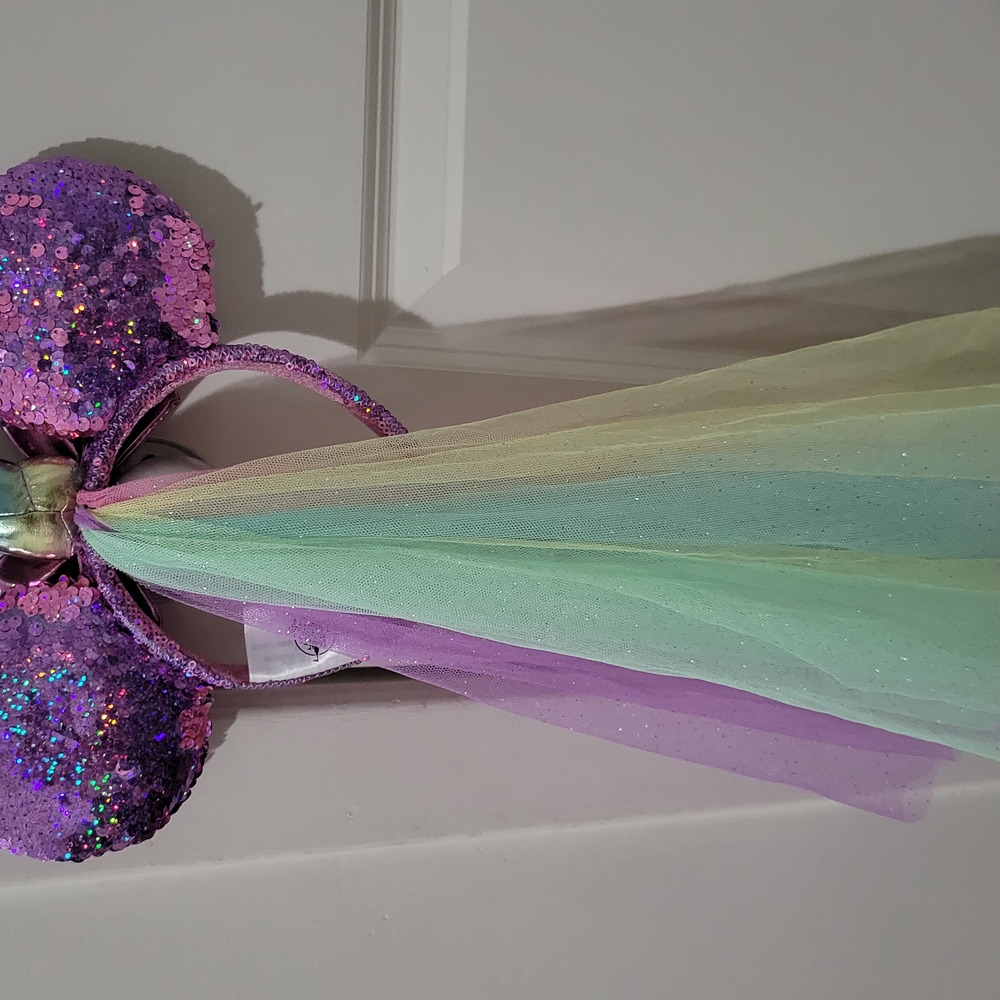 Purple Sequin Unicorn Headband with Tulle - Picture 3 of 3